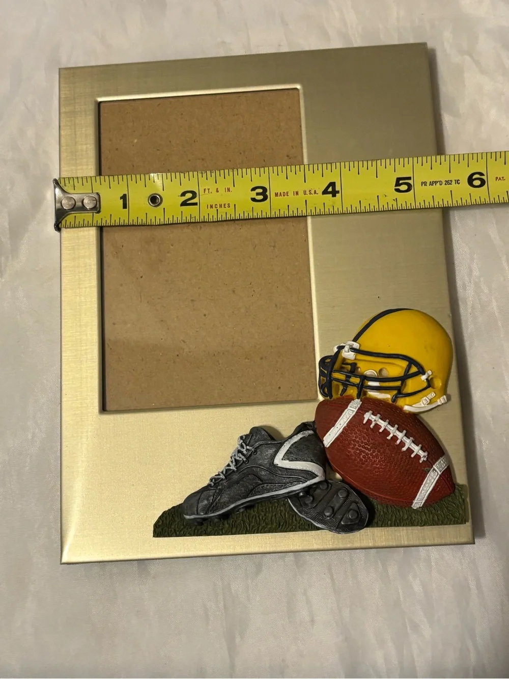 Football Theme Photo Frame - Yellow Helmet Football Cleats Accent